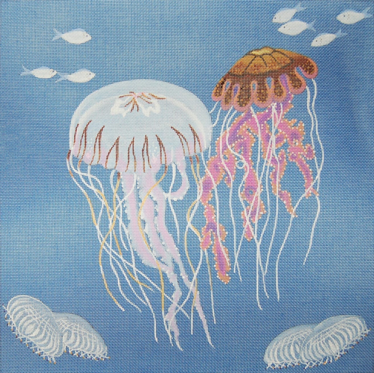 Jellyfish On Blue Canvas - Fleur de Paris