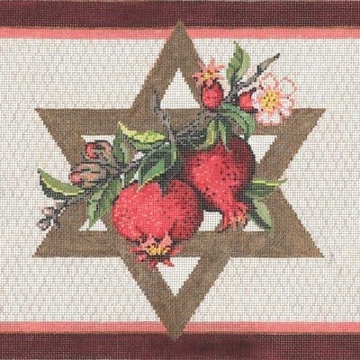 Floral with Apple - Stitch Painted Needlepoint Canvas from Sandra Gilmore